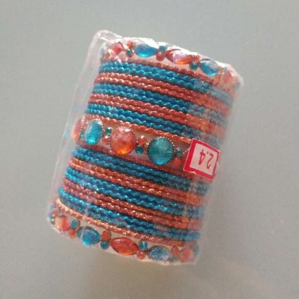 Turquoise /Orange Indian bangles